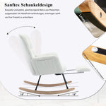 009B Rocking Chair, Upholstered with Retractable Footrest, White Teddy Fabric