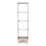 Modern Glass Display Cabinet LED Lights Drawers 4 Shelves - White