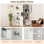 Corner Wardrobe Display Cabinet, 3 Cabinets 2 Drawers, 14 Storage Areas, 104x35x155cm, White