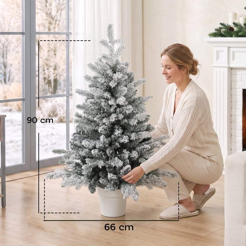 Mini Christmas Tree 90cm with 296 Tips & Snow Pot, White