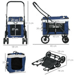 2-in-1 Dog Stroller, Foldable with Removable Basket, Blue