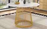 Round Dining Table 80cm 4-Person MDF Marbled Top Gold Legs