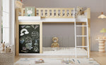 Bunk Bed Chalkboard Storage Safety Railing Pine + MDF White/Natural 90x200cm
