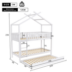 House Bed 90x200cm Triple Extendable Space-Saving - White