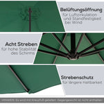 Cantilever Parasol Crank Sunshade Steel Frame Ø2.95x2.45m Green Polyester