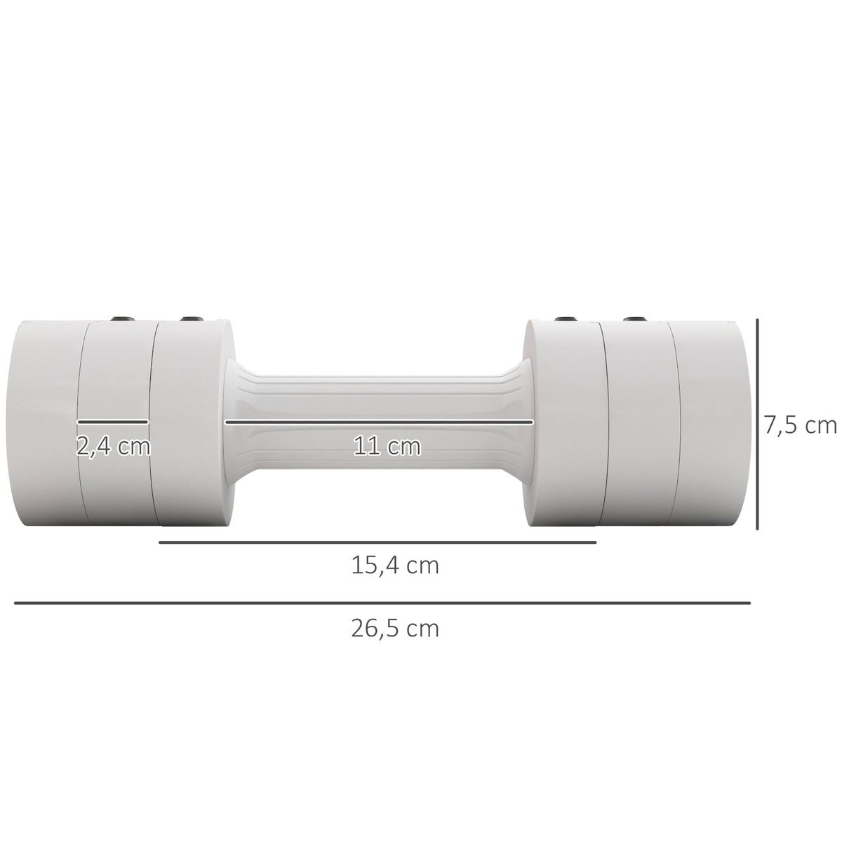Dumbbells, Adjustable Weight, Plastic White