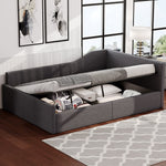Upholstered Daybed with Underbed Storage, 140x200 cm, Grey