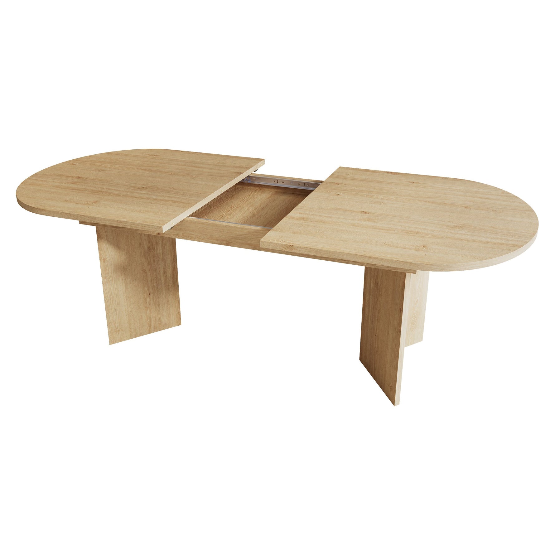 Extendable Dining Table 160/200x90cm 6-8 Seater Rounded Top - Oak Color