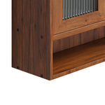 Retro Sliding Cabinet 90CM 2 Door 3-Layer Storage for Bathroom Kitchen Dining, Brown