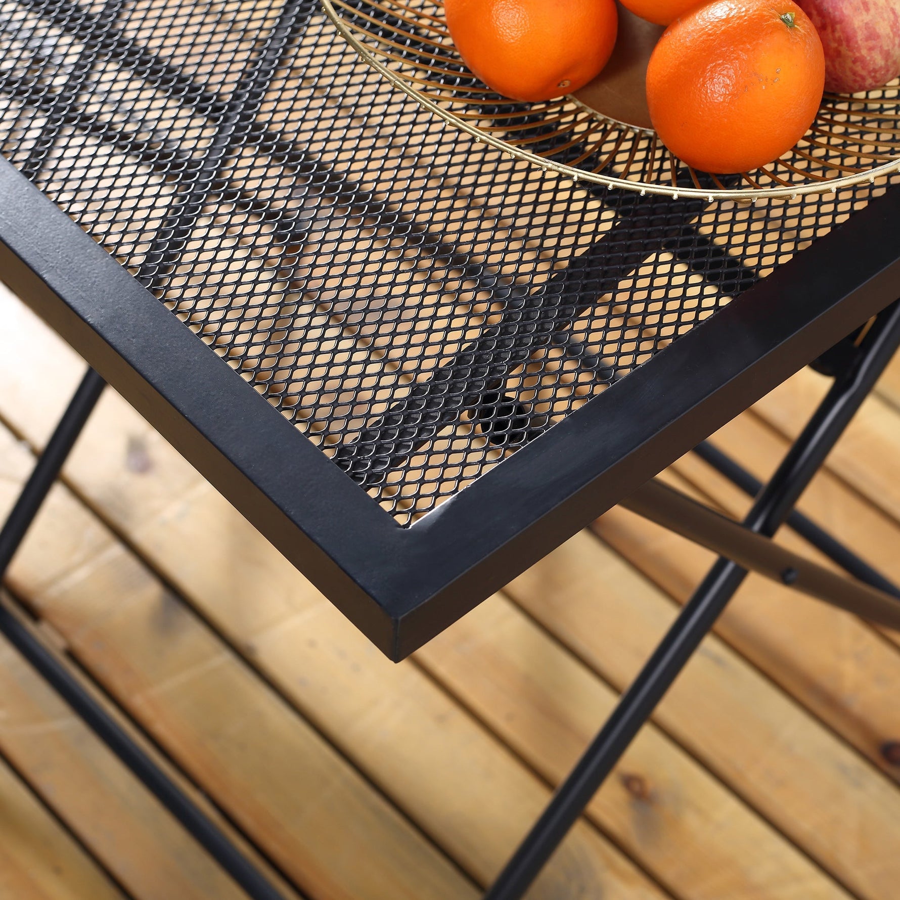 Garden Bistro Set, 3 Persons, 1 Table, 2 Folding Chairs, Metal Grey