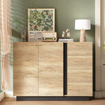 Chest of Drawers Sideboard Storage Cabinet 4 Drawers 2 Doors Black and Natural