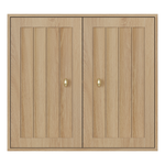 Wall-Mounted Bathroom Cabinet, Two-Door Medicine Cabinet with Vertical Groove Design, Oak