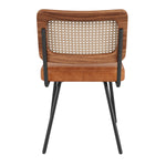 Ergonomic Rattan Dining Chairs with Vanity and Lounge Function, Set of 6, Faux Leather
