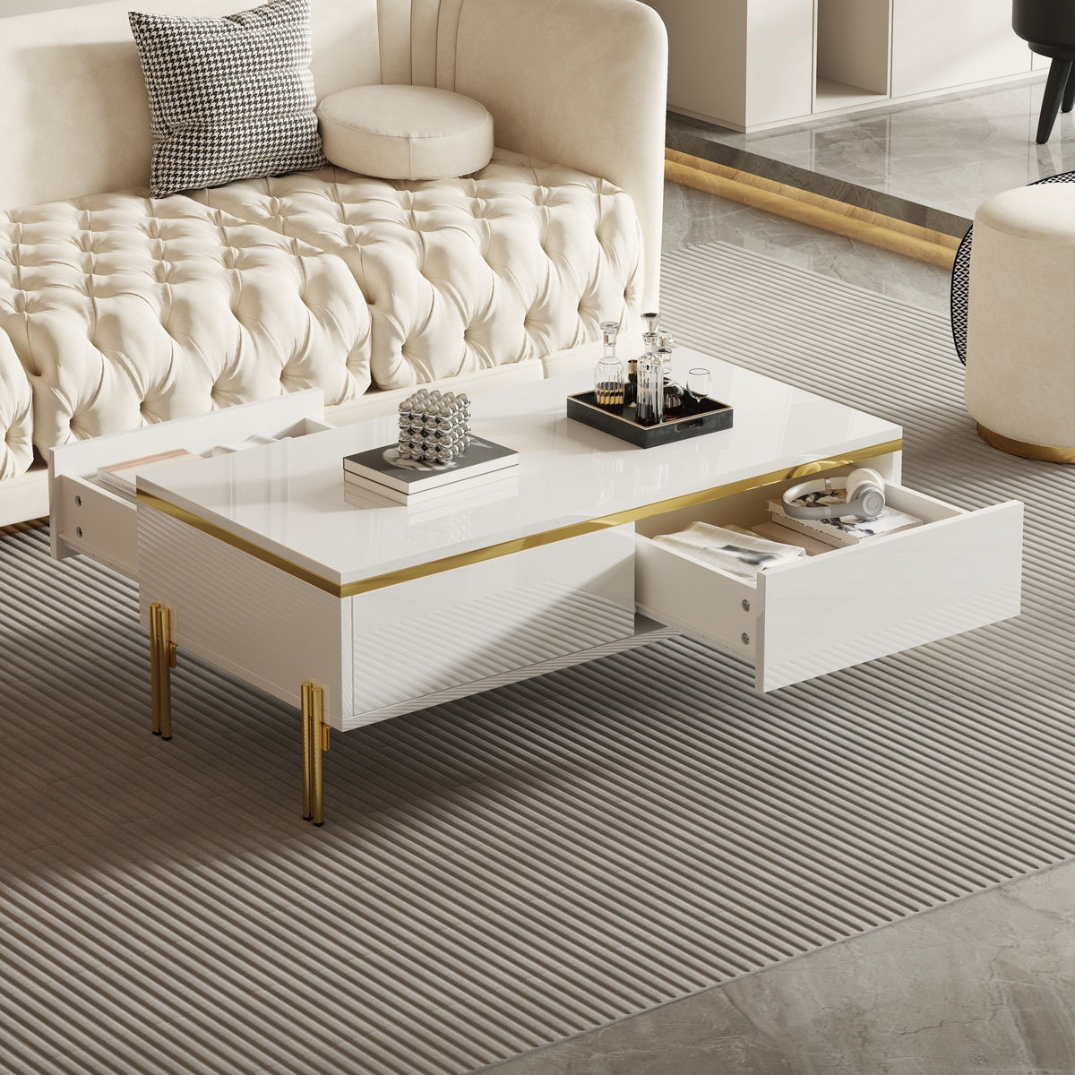Coffee Table Multifunctional Side Table 100x50x36cm High-Gloss