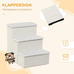Pet Stairs, Foldable 3 Steps with Storage, MDF White