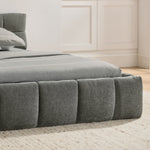 Double Bed 140x200cm Square Quilted, Dark Grey Chenille
