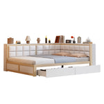 Sofa Wooden Bed, 140x200 Multifunctional with Storage Drawer, Pine Wood