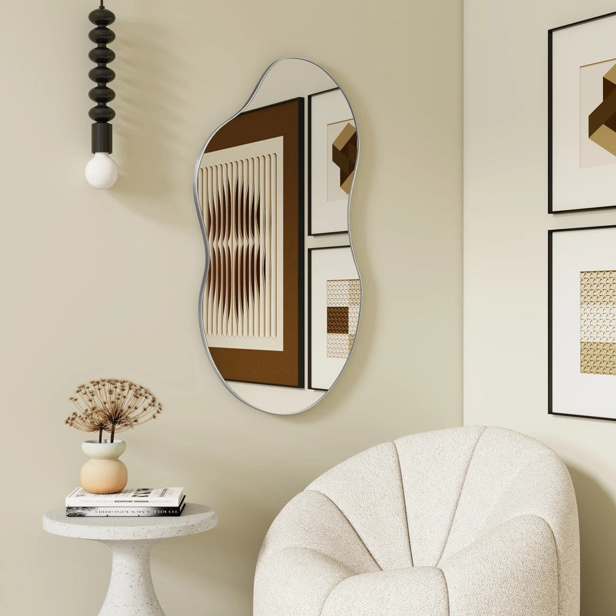 Asymmetrical Wall Mirror 32'' Metal Frame