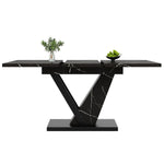 Telescopic Dining Table Extendable 120-160cm Marble Pattern - Black