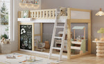 Bunk Bed Chalkboard Storage Safety Railing Pine + MDF White/Natural 90x200cm