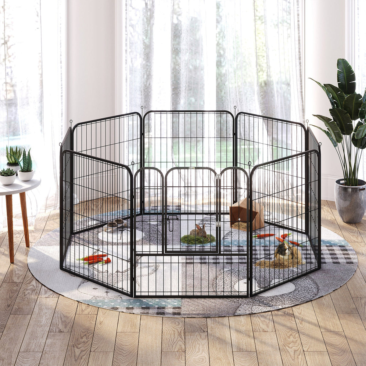 Puppy Run, Outdoor Enclosure, Customizable, Metal Black