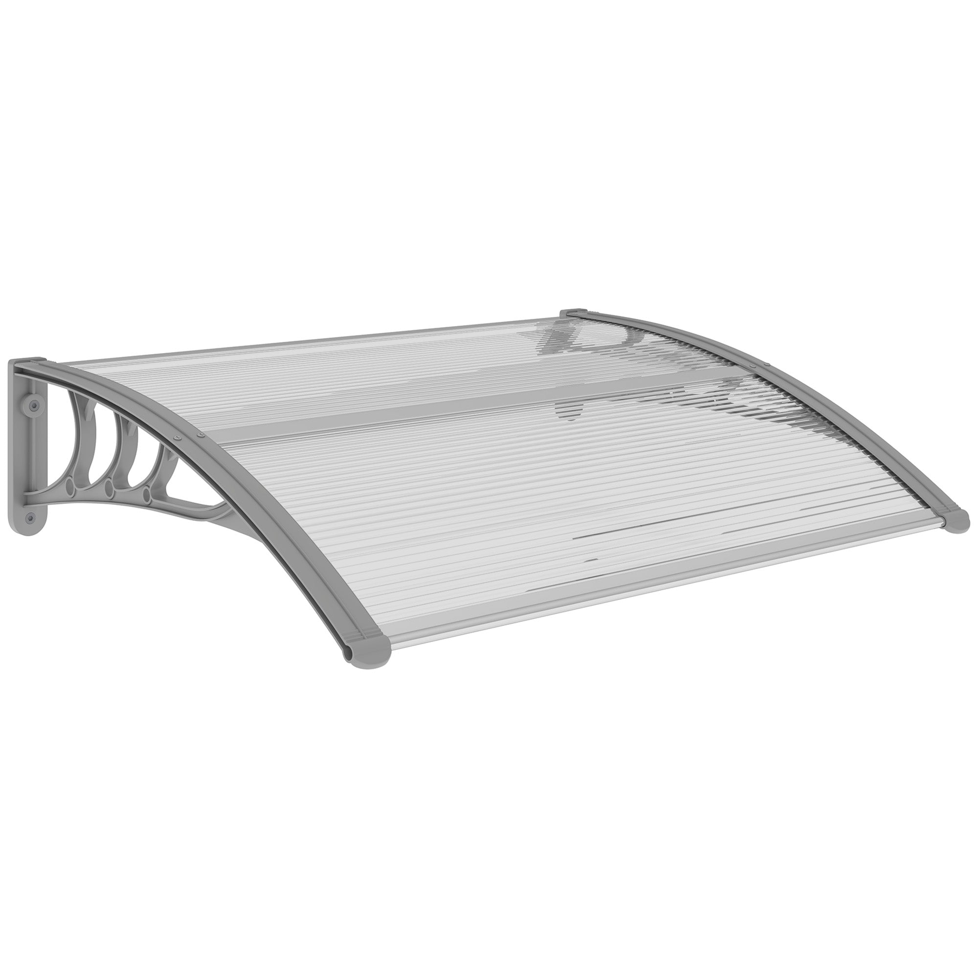 Canopy for front door 100 x 75 cm pent arch aluminum and polycarbonate silver
