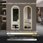 Arched Full-Length Mirror 165x50CM, LED Light, Dimmable 3-Color, Glass
