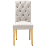 Velvet Dining Chairs Set of 4 with Oak Legs and Chrome Knocker Beige