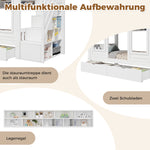 Children's Bunk Bed 90x200cm with Storage Stairs, Solid Wood White