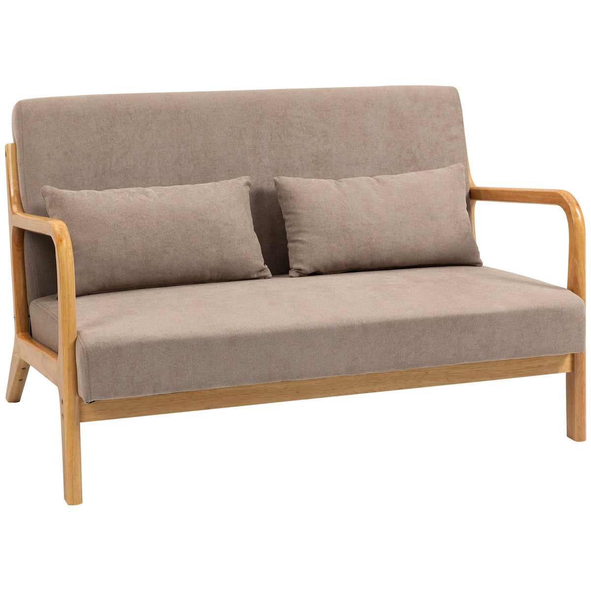 2-Seater Sofa Loveseat, Cushions, Velvet Look, Light Grey