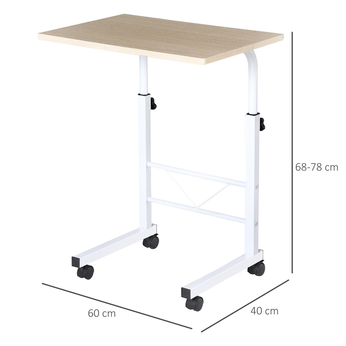 Side Table Adjustable Mobile C-Table, Chipboard & Steel