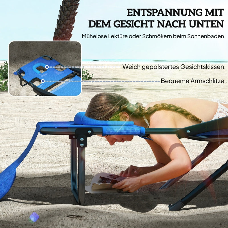 Sun Lounger, Foldable Weatherproof, Black + Dark Blue