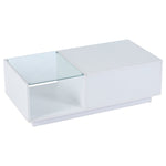 LED Coffee Table, High-Gloss Height-Adjustable Hidden Storage 50x100 cm