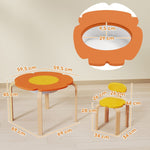 Children's Table and Chair Set 5-Piece Flower Shape Storage Bag - Wood Colorful