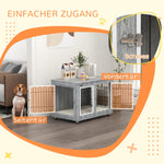 Dog Cage, Pet Crate with Cushion, 2 Locks, Grey
