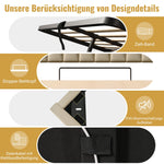 Upholstered Single Bed 90x200cm, Hydraulic Storage LED/USB Headboard, Beige Linen
