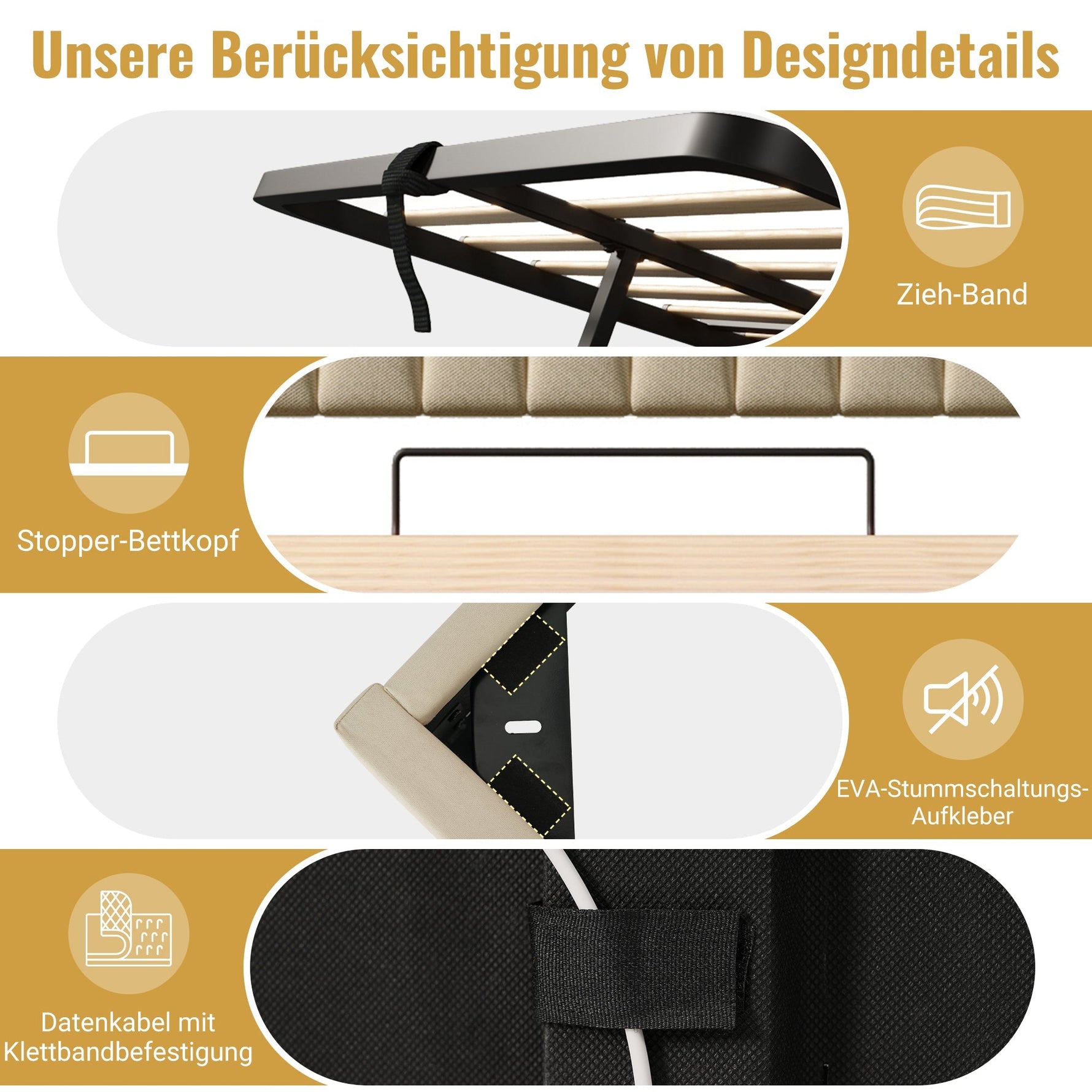 Upholstered Single Bed 90x200cm, Hydraulic Storage LED/USB Headboard, Beige Linen
