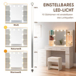 Dressing Table Vanity with Mirror, Drawer, LED Lighting