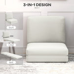 Folding Velvet Sofa Bed, 3-in-1, Storage, Cream White