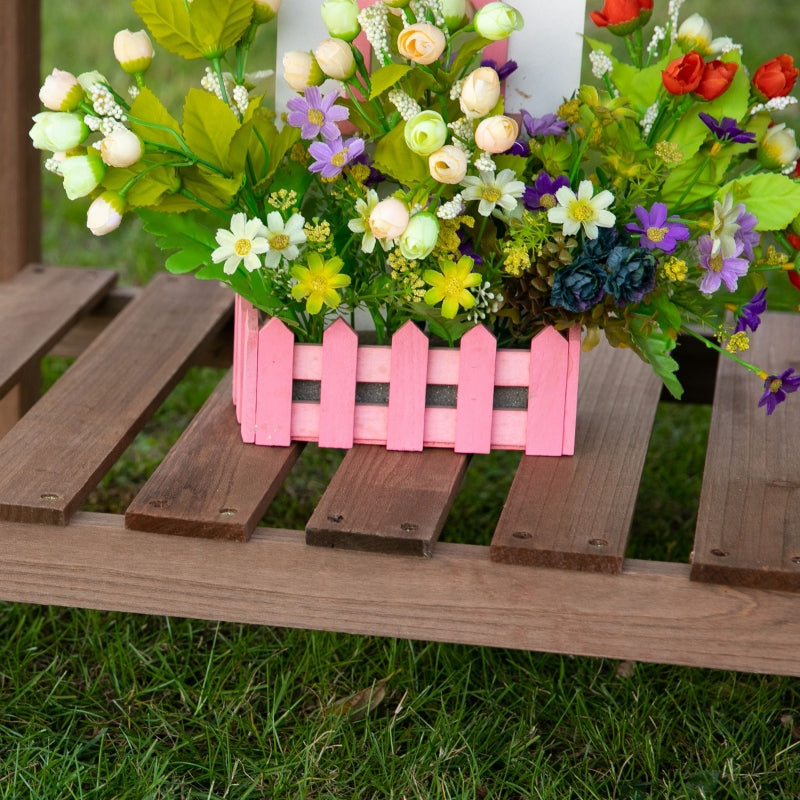 Raised Bed Planter, 8 Grids & Foldable Shelf, Solid Wood, Brown