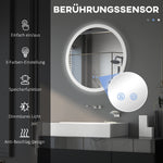 Illuminated Bathroom Mirror, Ø70 cm, 3 Light Colors, IP44, Anti-Fog, Wall Mirror