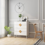 Solid Wood Dresser, 4 Drawers Special Shape Handle, Solid Wood