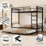 Iron Bunk Bed Pull-out Bed 4 Side Rails 90x200cm & 90x190cm, Black Metal