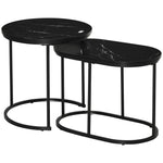 Coffee Tables, Stackable Round Oval MDF & Steel, Black
