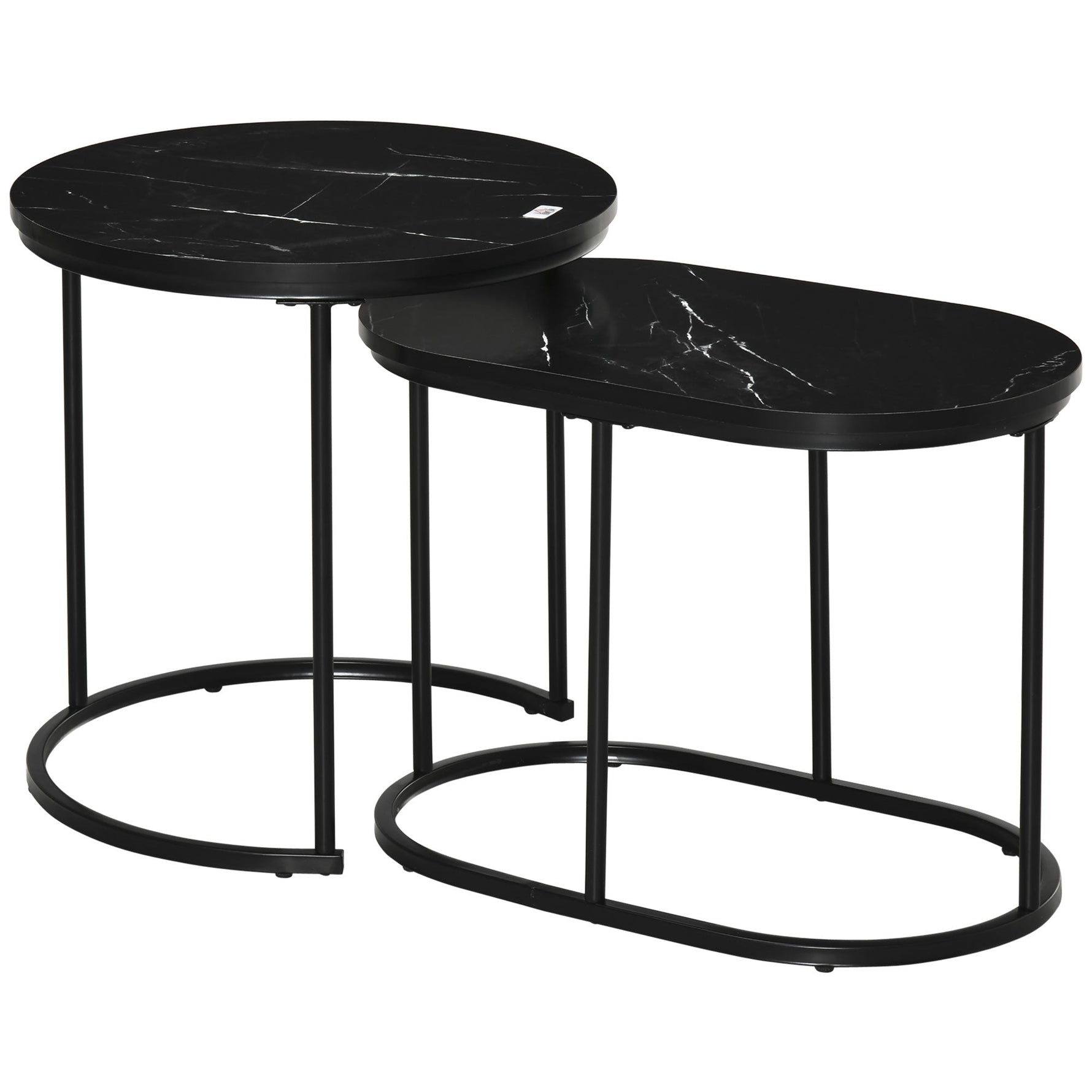 Coffee Tables, Stackable Round Oval MDF & Steel, Black