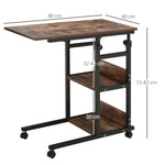 Side Table, Height-Adjustable Coffee Table 80x40x72-82 cm 2 Shelves Black Metal