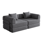 Chenille 2-in-1 Sleeper Sofa with Armrest Storage and Metal Frame, Multiple Configurations, Gray Chenille