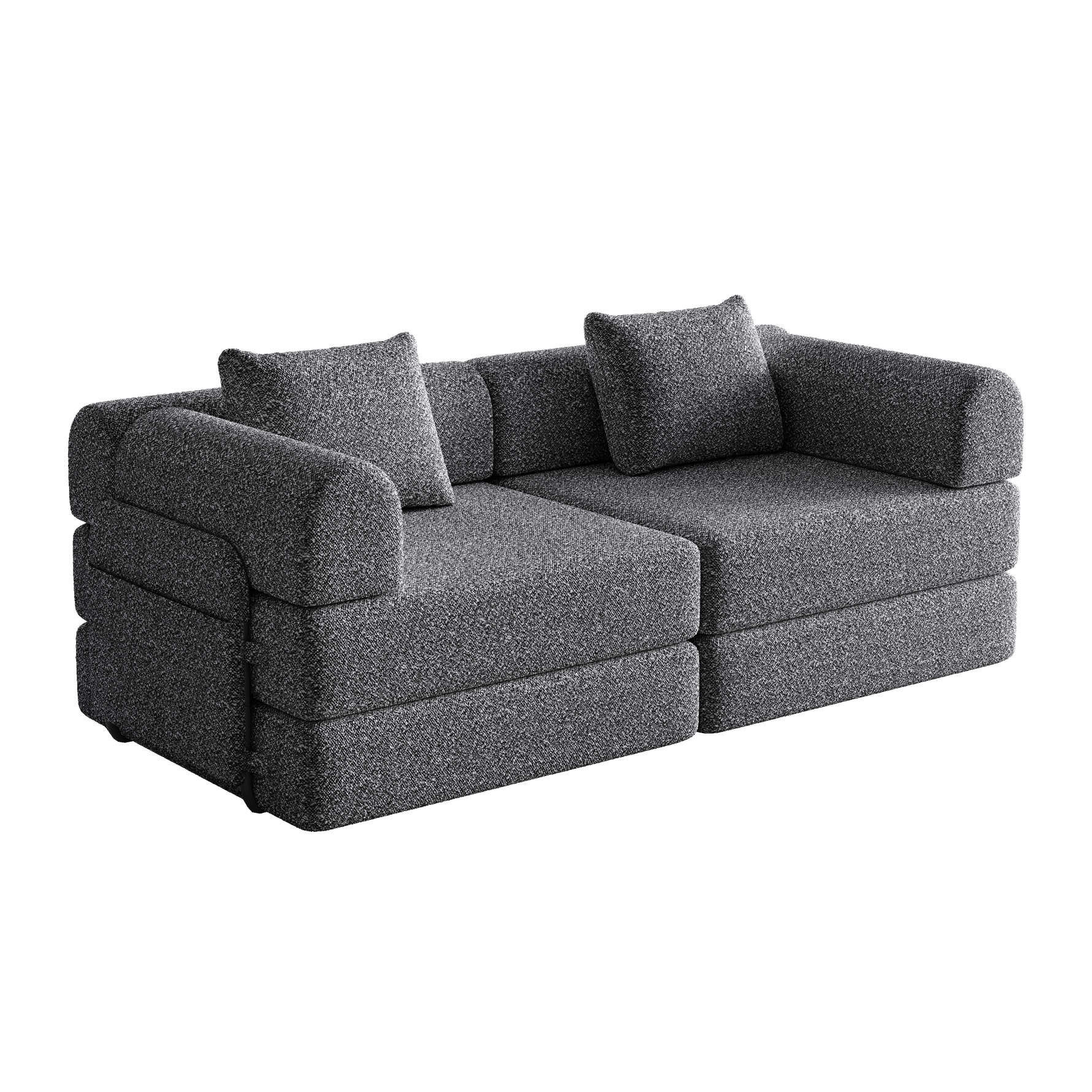 Chenille 2-in-1 Sleeper Sofa with Armrest Storage and Metal Frame, Multiple Configurations, Gray Chenille
