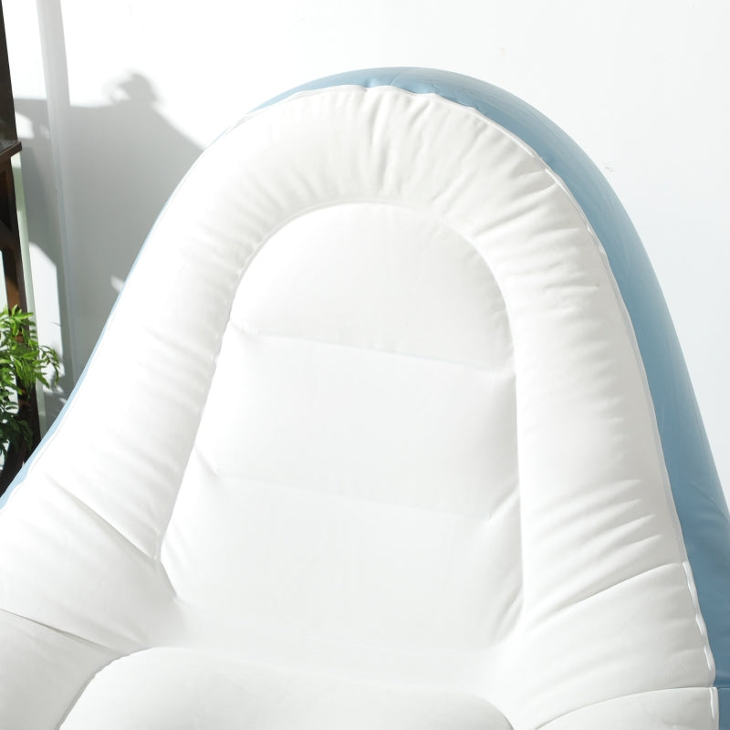 Inflatable Sofa with Footstool and Cup Holder, Air Sofa for Camping and Home, white