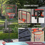 Outdoor Basketball Hoop, Height-Adjustable with Wheels, Red